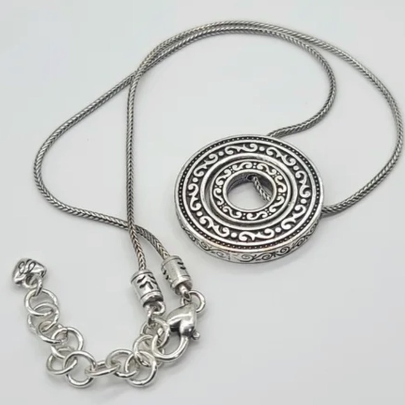 Brighton Central Park Silver Plated Scroll Halo Pendent Necklace - Picture 4 of 9